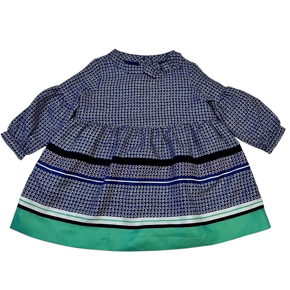Janie and Jack 6 to 12M Dress Jewel Tone Lapis Blue Green Bow‎ Lantern Sleeves